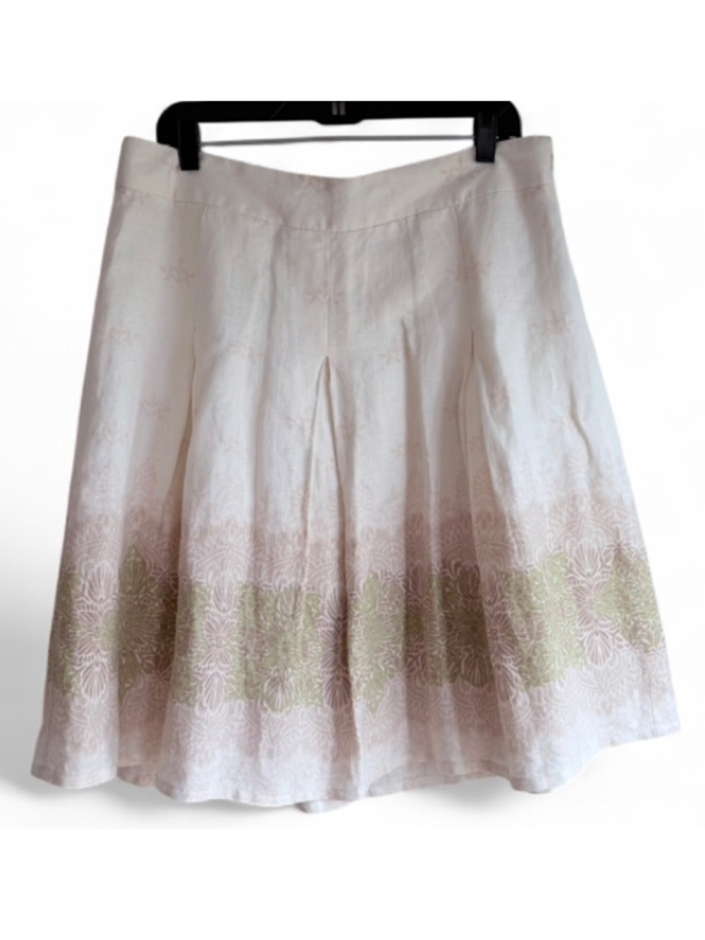 Merona 100% Linen A Line Pleated Skirt Size 14